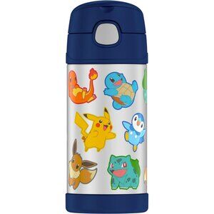 Pokemon Thermos FUNtainer Vacuum Insulated Stainless Steel With Straw 12 oz. NEW